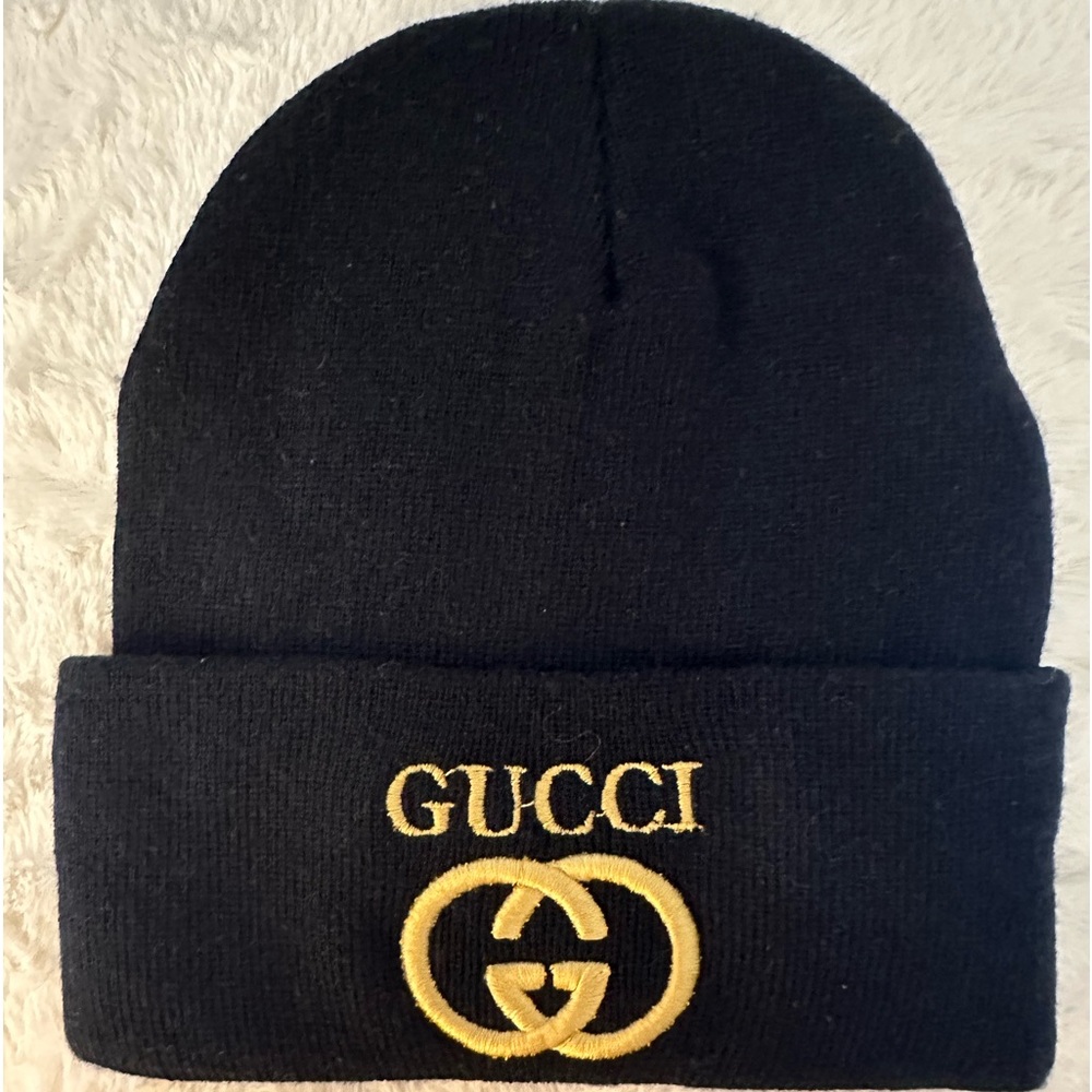 Gucci Beanie Black with Gold Embroidery🩷